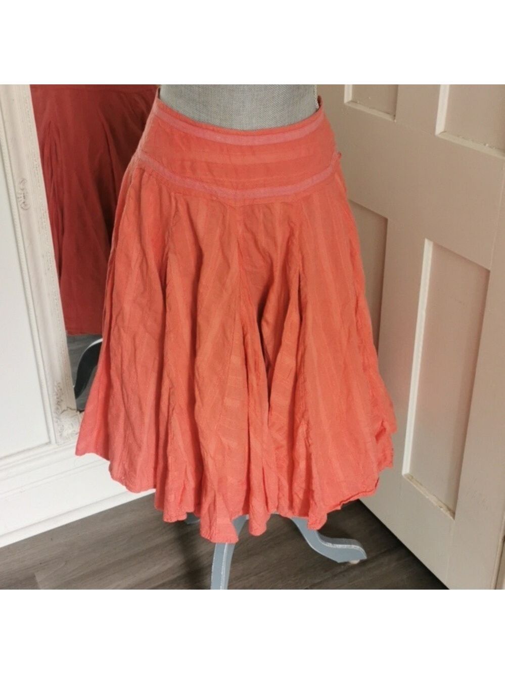 Naughty Swing Coral Color Retro Boho Flare Skirt. Size O